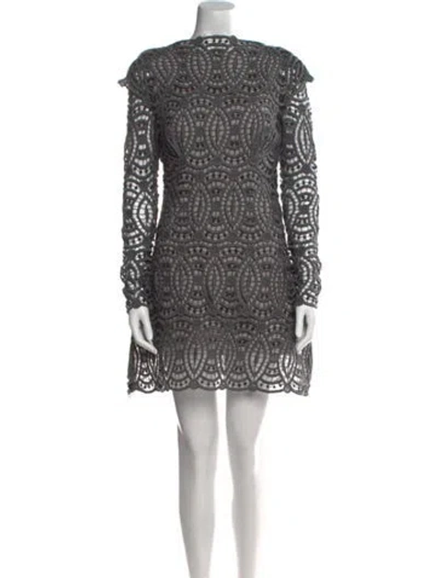 Pre-owned Christian Siriano Wool Mini Dress In Gray