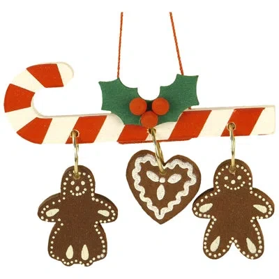 Christian Ulbricht Candy Canes With Gingerbread Hanging Figurine Ornament