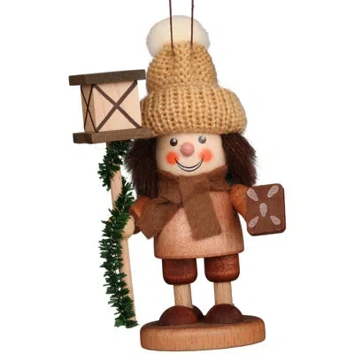 Christian Ulbricht Gingerbread Man In Natural Wood Finish Hanging Figurine Ornament