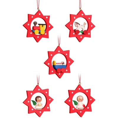 Christian Ulbricht Ornament - Assorted Stars With Toys - Set 6