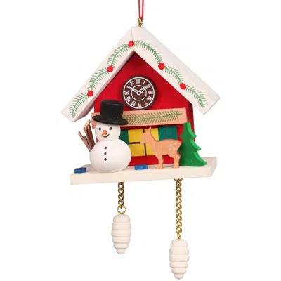 Christian Ulbricht Ornament - Snowman With Red Cuckoo