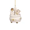 Christian Ulbricht Ornament - White Music Box With Snowman - 3"h X 2.5"w X 2.5"d
