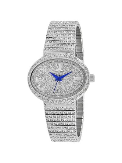 Christian Van Sant 30mm Embellished Watch In Silver