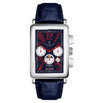 Christian Van Sant Automatic Chronograph Watch In Blue