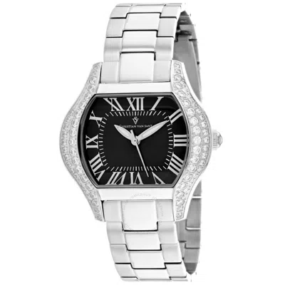 Christian Van Sant Bianca Quartz Black Dial Ladies Watch Cv1831 In White