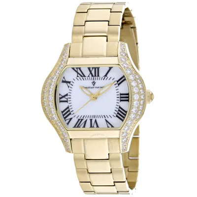 Christian Van Sant Bianca Quartz White Dial Ladies Watch Cv1833 In Gold Tone / Mother Of Pearl / White / Yellow