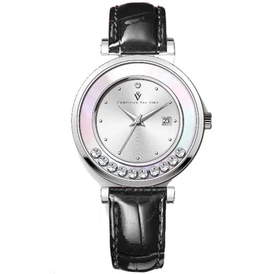 Christian Van Sant Bria Quartz Silver Dial Ladies Watch Cv3810 In Silver Tone/black
