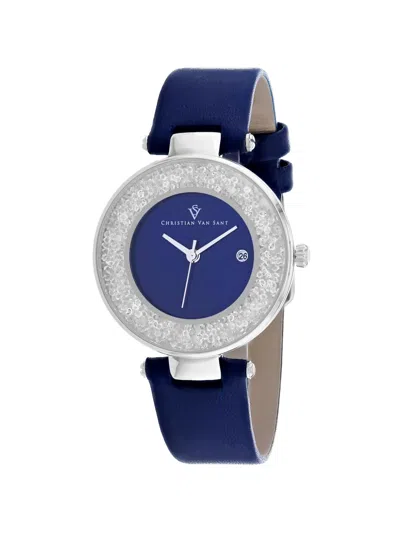 Christian Van Sant Dazzle Crystal-embellished 34mm Watch In Blue