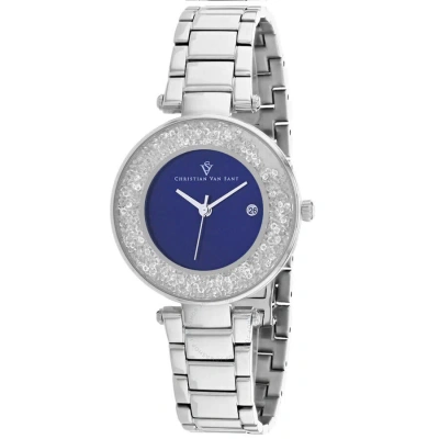 Christian Van Sant Dazzle Quartz Blue Dial Ladies Watch Cv1212 In Gray