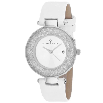 Christian Van Sant Dazzle Quartz Silver Dial Ladies Watch Cv1220 In White