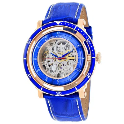 Christian Van Sant Dome Skeleton 21mm Watch In Blue