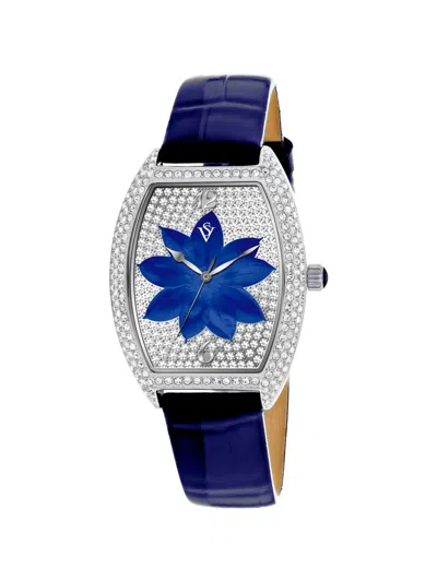 Christian Van Sant Lotus Crystal 36mm Watch In Blue