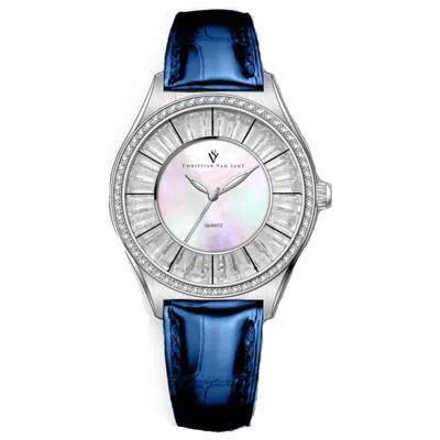 Christian Van Sant Luna Crystal-embellished 40mm Watch In Blue