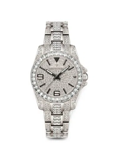 Christian Van Sant Majestic Crystal-embellished 31mm Watch In Silver