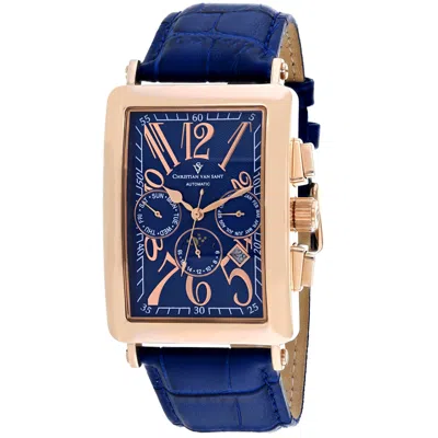 Christian Van Sant Men's Blue Dial Watch In Brown