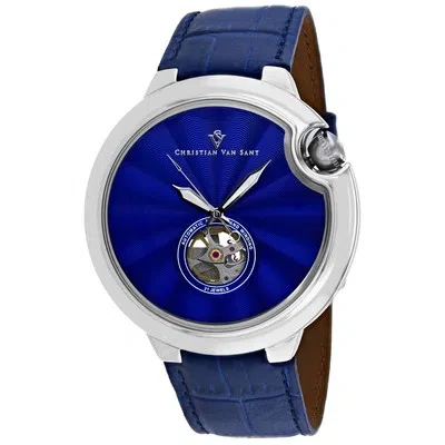 Pre-owned Christian Van Sant Men's Cyclone Automatic Blue Dial Watch - Cv0140