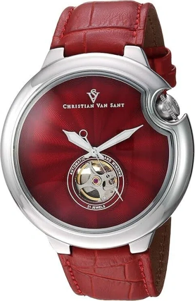 Pre-owned Christian Van Sant Men's Cyclone Automatic Red Dial Watch - Cv0142