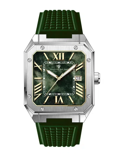 Christian Van Sant Mosaic Green Dial Men's Watch Cv6182 In Gold Tone / Green / Yellow