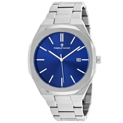 Pre-owned Christian Van Sant Men's Octavius Slim Blue Dial Watch - Cv0522