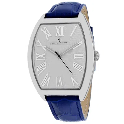 Christian Van Sant Men's Silver Dial Watch In Blue