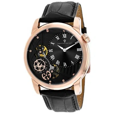 Pre-owned Christian Van Sant Men's Sprocket Auto-quartz Black Dial Watch - Cv1547