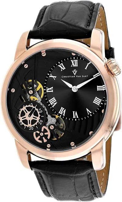 Pre-owned Christian Van Sant Men's Sprocket Auto-quartz Black Dial Watch - Cv1547