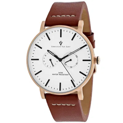 Christian Van Sant Men's White Dial Watch In Brown
