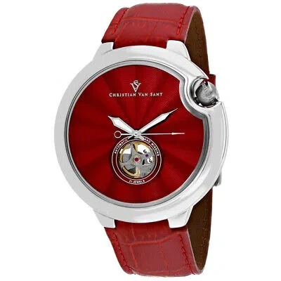 Pre-owned Christian Van Sant Mens Cyclone Automatic Red Dial Watch - Cv0142