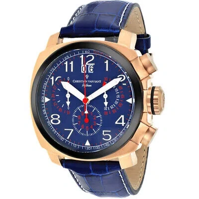 Pre-owned Christian Van Sant Mens Grand Python Blue Dial Watch - Cv3au5