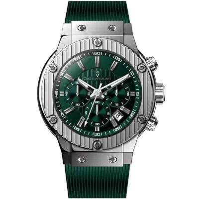 Pre-owned Christian Van Sant Mens Monarchy Green Dial Watch - Cv8143