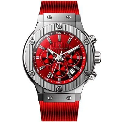 Pre-owned Christian Van Sant Mens Monarchy Red Dial Watch - Cv8144