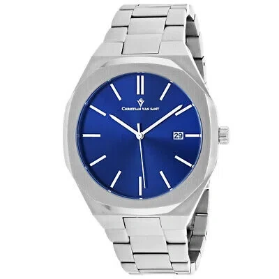 Pre-owned Christian Van Sant Mens Octavius Slim Blue Dial Watch - Cv0522
