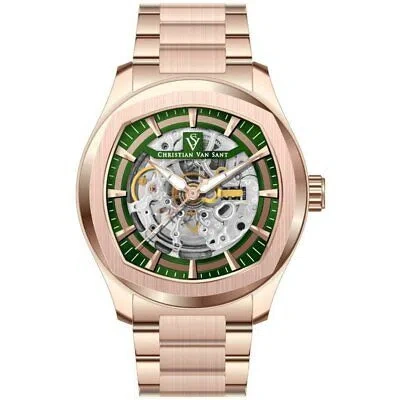 Pre-owned Christian Van Sant Mens Romeo Green Dial Watch - Cv9510