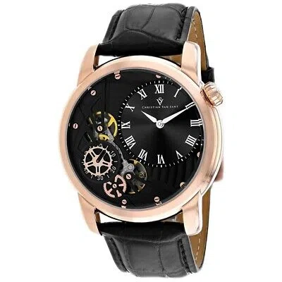 Pre-owned Christian Van Sant Mens Sprocket Auto-quartz Black Dial Watch - Cv1547