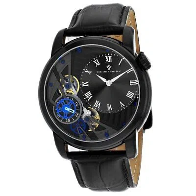 Pre-owned Christian Van Sant Mens Sprocket Auto-quartz Black Dial Watch - Cv1550