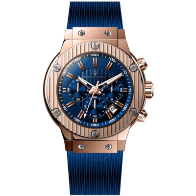 Christian Van Sant Monarchy Mens Chronograph Quartz Watch Cv8148 In Blue / Gold Tone / Rose / Rose Gold Tone