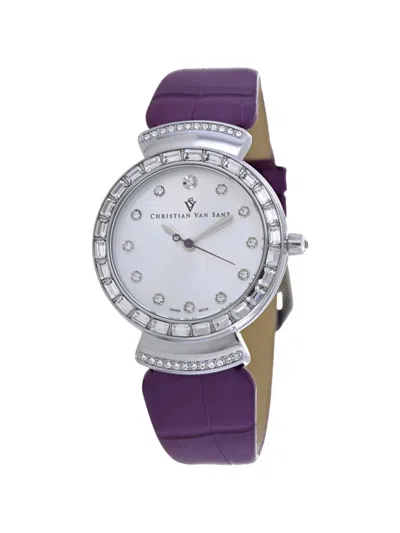 Christian Van Sant Nova Crystal 34mm Watch In Purple