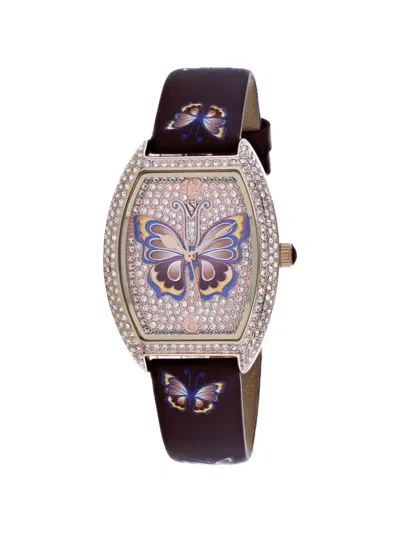 Christian Van Sant Papillon Crystal 36mm Watch In Black
