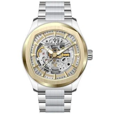 Pre-owned Christian Van Sant Romeo Gold Dial Watch Cv9505 Stainless Steel Automatic 5
