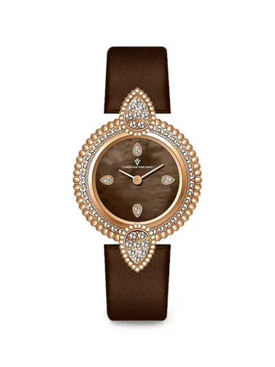 Christian Van Sant Valor Crystal-embellished 24mm Watch In Brown