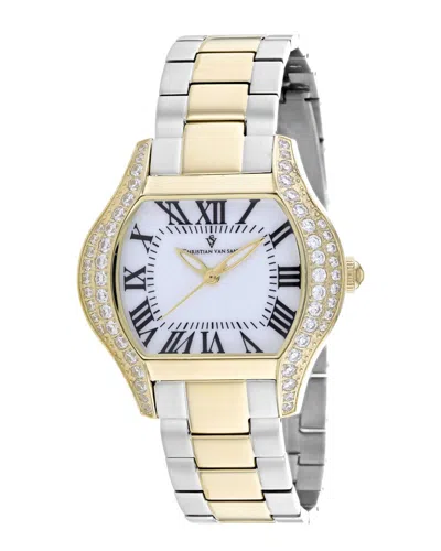 Christian Van Sant Bianca White Dial Ladies Watch Cv1834 In Two Tone  / Gold Tone / Mother Of Pearl / White / Yellow