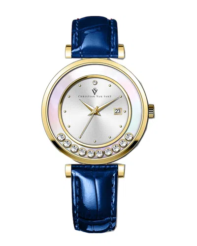 Christian Van Sant Bria Quartz Silver Dial Ladies Watch Cv3813 In Blue / Gold Tone / Silver / Yellow