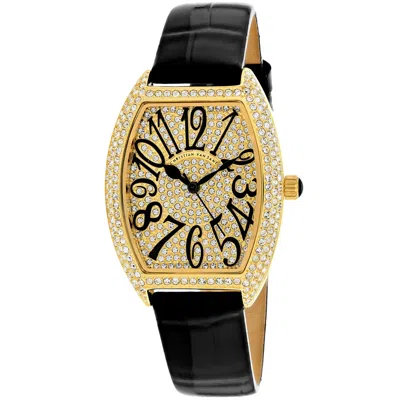 Christian Van Sant Women's Elegant Gold Tone Tonneau 41mm In Black