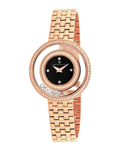 Christian Van Sant Women's Black Dial Watch In Black / Gold Tone / Rose / Rose Gold Tone