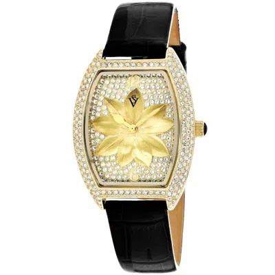 Christian Van Sant Women's Lotus Gold Dial Watch In Black / Gold / Gold Tone / Yellow