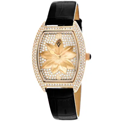 Christian Van Sant Women's Lotus Rose Gold Dial Watch In Black / Gold / Gold Tone / Rose / Rose Gold / Rose Gold Tone
