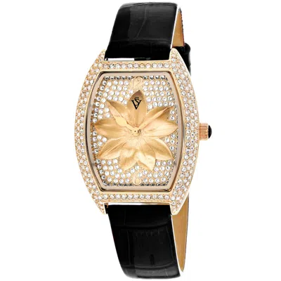 Christian Van Sant Women's Lotus Rose Gold Dial Watch In Black / Gold / Gold Tone / Rose / Rose Gold / Rose Gold Tone