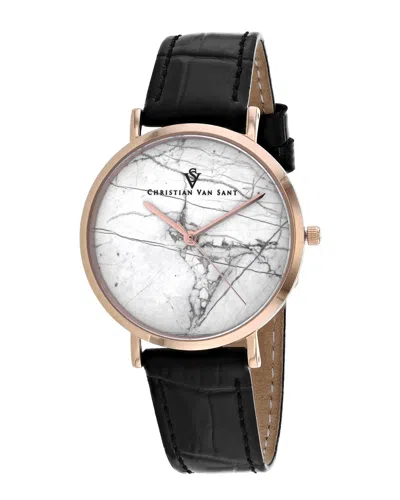 Christian Van Sant Lotus White Dial Ladies Watch Cv0422bk In Black / Gold Tone / Rose / Rose Gold Tone / White