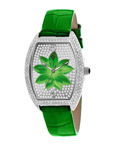 Christian Van Sant Women's Lotus Green Dial Watch In Black / Green