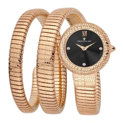 Christian Van Sant Women's Naga Black Dial Watch In Black / Gold Tone / Rose / Rose Gold Tone